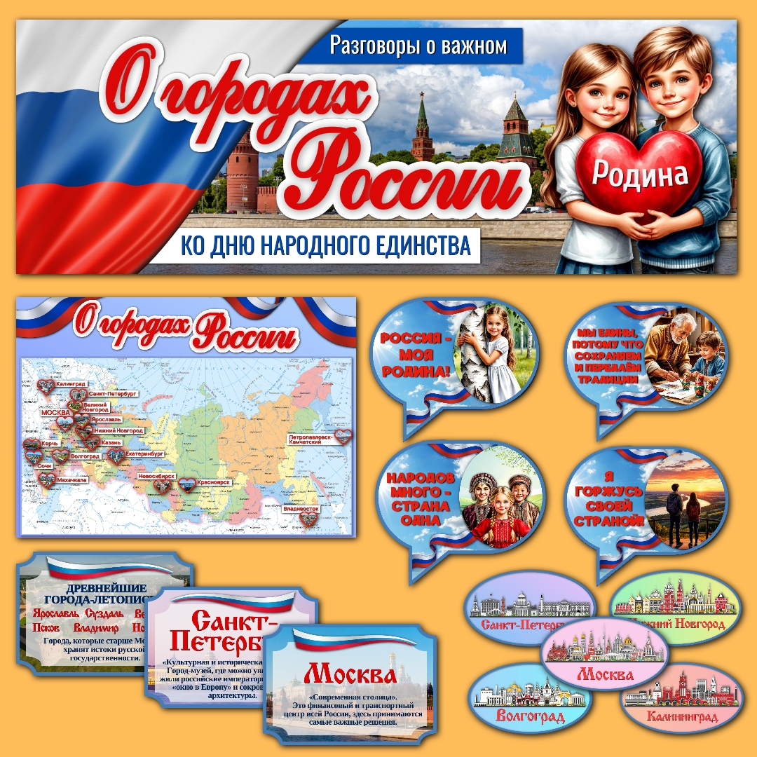 Оформление "О городах России. Ко Дню народного единства". Разговоры о важном, 20 октября