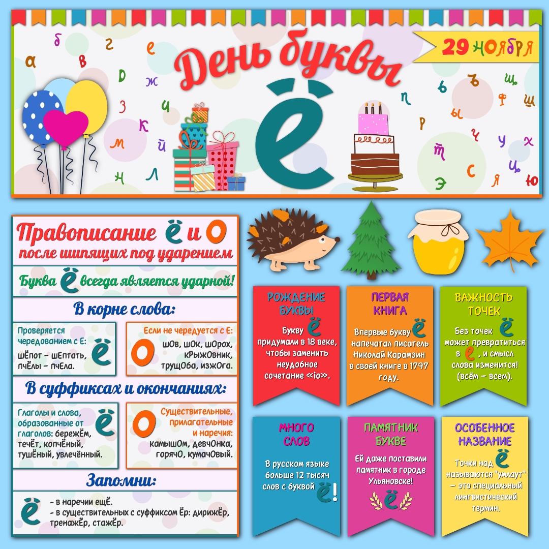 Оформление "День буквы Ё", 29 ноября.