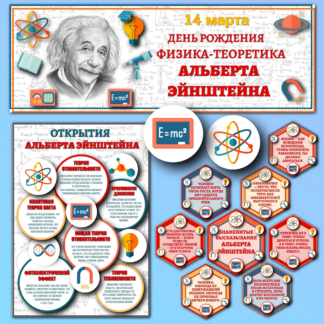 Оформление "День рождения физика-теоретика Альберта Эйнштейна", 14 марта.